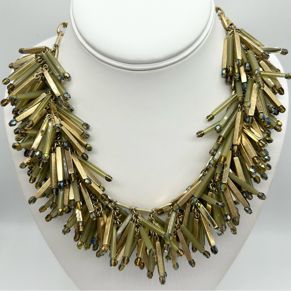 J. Crew Matchstick AB Jeweled Tips Gold Necklace